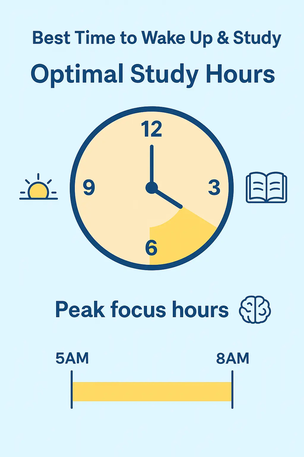 Best time to wake up and study in the morning infographic.