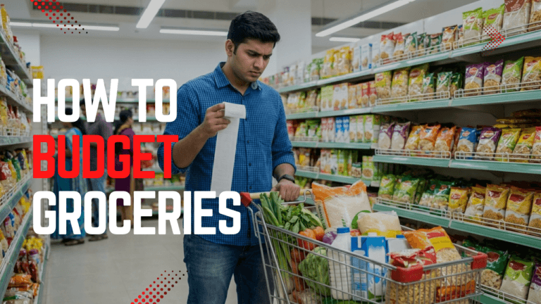 How much to budget for groceries in India – person checking grocery bill in supermarket